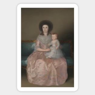 Condesa de Altamira and Her Daughter, Maria Agustina by Francisco Goya Sticker